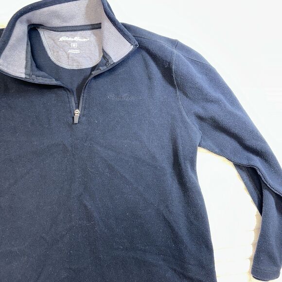 Eddie Bauer Mens Black Quarter Zip Long Sleeve Sweater Size Medium - Picture 3 of 8